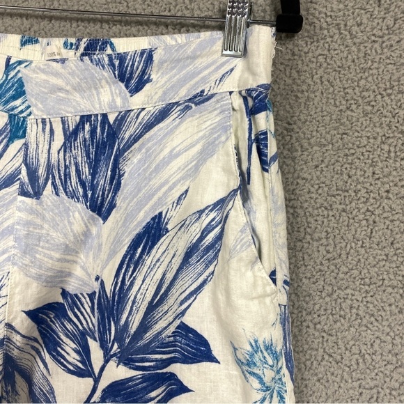 C&C California 100% Linen Tropical Wide Leg Pants Womens Size Large Crop - Picture 2 of 7